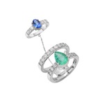  ANEL ALGEMA ESMERALDA GOTA TANZANITA OVAL DIAMANTES OURO BRANCO