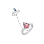  ANEL ALGEMA TURMALINA ROSA GOTA TURMALINA AZUL GOTA DIAMANTES OURO BRANCO
