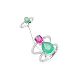  ANEL ALGEMA ESMERALDA GOTA TURMALINA ROSA RETANGULAR OURO BRANCO