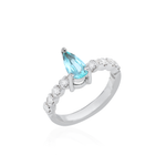 ANEL MEIA ALIANÇA ESMERALDA GOTA DIAMANTES OURO BRANCO