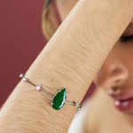 PULSEIRA ESMERALDA GOTA DIAMANTES OURO BRANCO