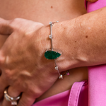PULSEIRA ESMERALDA GOTA DIAMANTES OURO BRANCO
