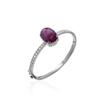 BRACELETE TURMALINA OVAL DIAMANTES OURO BRANCO