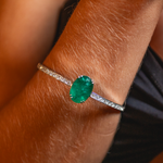 BRACELETE TURMALINA OVAL DIAMANTES OURO BRANCO