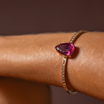 BRACELETE ESMERALDA GOTA DIAMANTES OURO AMARELO