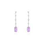 BRINCO KUNZITA OVAL DIAMANTES OURO BRANCO
