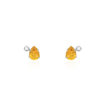 BRINCO TURMALINA AMARELA GOTA DIAMANTE OURO BRANCO