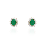BRINCO ESMERALDA OVAL DIAMANTES OURO AMARELO