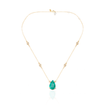 COLAR ESMERALDA GOTA DIAMANTES NO FIO OURO AMARELO