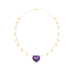 CHOKER AMETISTA CORAÇÃO CORAÇÕES OURO AMARELO