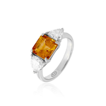 ANEL CITRINO QUADRADO MOISSANITE TRILLION PRATA
