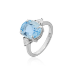 ANEL TOPÁZIO SKY OVAL MOISSANITE TRILLION PRATA