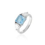ANEL TOPÁZIO SKY QUADRADO MOISSANITE TRILLION PRATA