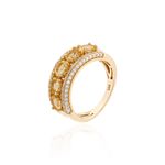 ANEL TRÊS FILAS CITRINO OVAL MOISSANITE PRATA BANHO OURO AMARELO