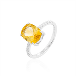 ANEL CITRINO RETANGULAR MOISSANITE PRATA