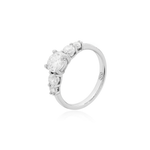 ANEL MOISSANITE REDONDO DECRESCENTE PRATA
