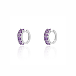 ARGOLA 17MM MEIA CRAVAÇÃO AMETISTA RETANGULAR 5X3MM EM PRATA