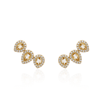 BRINCO EARCUFF CITRINO GOTA 5X3MM E MOISSANITE 1MM EM VOLTA EM PRATA BANHO OURO AMARELO
