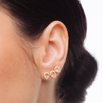BRINCO EARCUFF CITRINO GOTA 5X3MM E MOISSANITE 1MM EM VOLTA EM PRATA BANHO OURO AMARELO