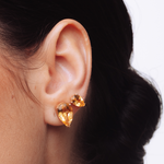BRINCO SOLITÁRIO CITRINO GOTA 6X9MM EM PRATA BANHO OURO AMARELO