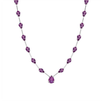 COLAR FIO FACAS 42CM AMETISTA GOTA CRESCENTE PRATA