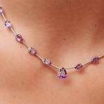 COLAR FIO FACAS 42CM AMETISTA GOTA CRESCENTE PRATA
