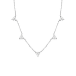 COLAR 40CM 5 MOISSANITES CORAÇÃO PRATA