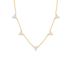 COLAR 40CM 5 MOISSANITES CORAÇÃO PRATA