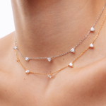COLAR 40CM 5 MOISSANITES CORAÇÃO PRATA