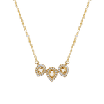 COLAR 42CM TRÊS CITRINOS GOTA CRAVEJADO MOISSANITE PRATA BANHO OURO AMARELO