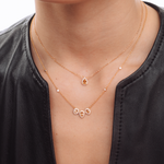 COLAR 42CM TRÊS CITRINOS GOTA CRAVEJADO MOISSANITE PRATA BANHO OURO AMARELO