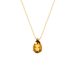 COLAR SOLITÁRIO CITRINO GOTA PRATA BANHO OURO AMARELO
