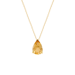 COLAR SOLITÁRIO CITRINO GOTA PRATA BANHO OURO AMARELO