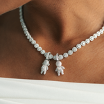 PINGENTE MENINA MOISSANITE CORAÇÃO PRATA