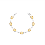 PULSEIRA FIO FACA CITRINO OVAL E MOISSANITE PRATA BANHO OURO