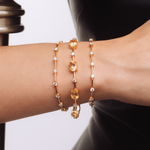 PULSEIRA FIO FACA CITRINO OVAL E MOISSANITE PRATA BANHO OURO