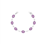 PULSEIRA FIO FACA AMETISTA OVAL E MOISSANITE PRATA