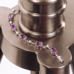 PULSEIRA FIO FACA AMETISTA OVAL E MOISSANITE PRATA