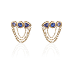 BRINCO EAR CUFF TANZANITAS EM OURO AMARELO