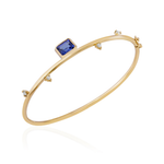 BRACELETE TANZANITA RETANGULAR E DIAMANTES EM OURO AMARELO