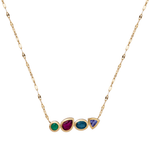 CHOKER TURMALINAS, TANZANITA E ESMERALDA EM OURO AMARELO