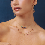 CHOKER TURMALINAS, TANZANITA E ESMERALDA EM OURO AMARELO