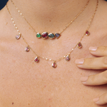 CHOKER TURMALINAS, TANZANITA E ESMERALDA EM OURO AMARELO