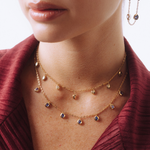 CHOKER TANZANITAS GOTA EM OURO AMARELO
