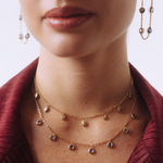 CHOKER TANZANITAS GOTA EM OURO AMARELO