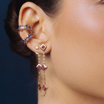 PIERCING TANZANITAS NAVETE E CUSHION EM OURO AMARELO
