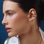 PIERCING TANZANITAS NAVETE E CUSHION EM OURO AMARELO