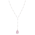 COLAR GRAVATINHA QUARTZO ROSA E PÉROLA