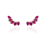 BRINCO EAR CUFF RUBIS E DIAMANTES EM OURO AMARELO