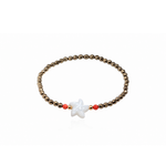PULSEIRA MADREPÉROLA ESTRELA DO MAR, CORAL E HEMATITA